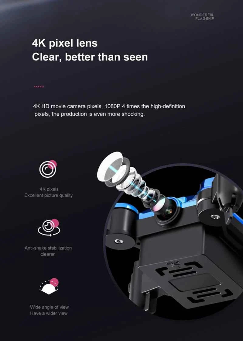 Foldable Pocket Drone with 360° HD Rotating Camera